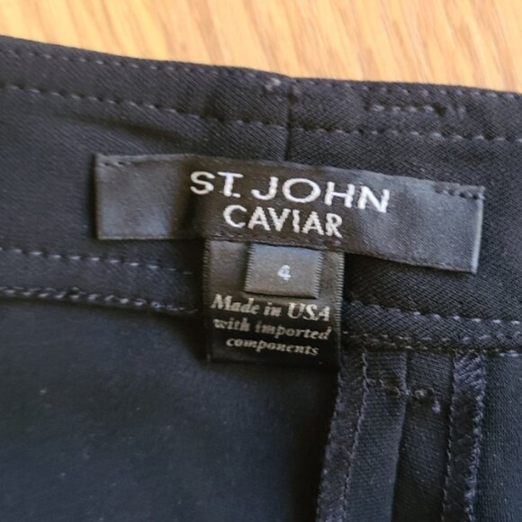 ST. JOHN CAVIAR JENNIFER CREPE MOROCAIN SLIM PANTS FLAT FRONT STRAIGHT LEG sz 4 - Picture 6 of 8